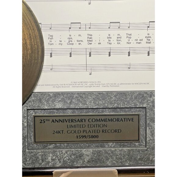 1995 JOHN LENNON PLASTIC ONO BAND GIVE PEACE A CHANCE 24K GOLD LTD ED 1599/5000 - Picture 3 of 11